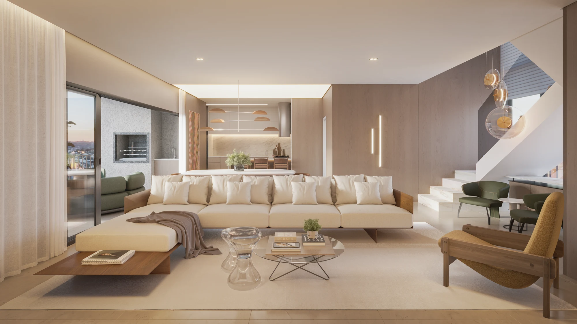 208,78 m² · Living da cobertura