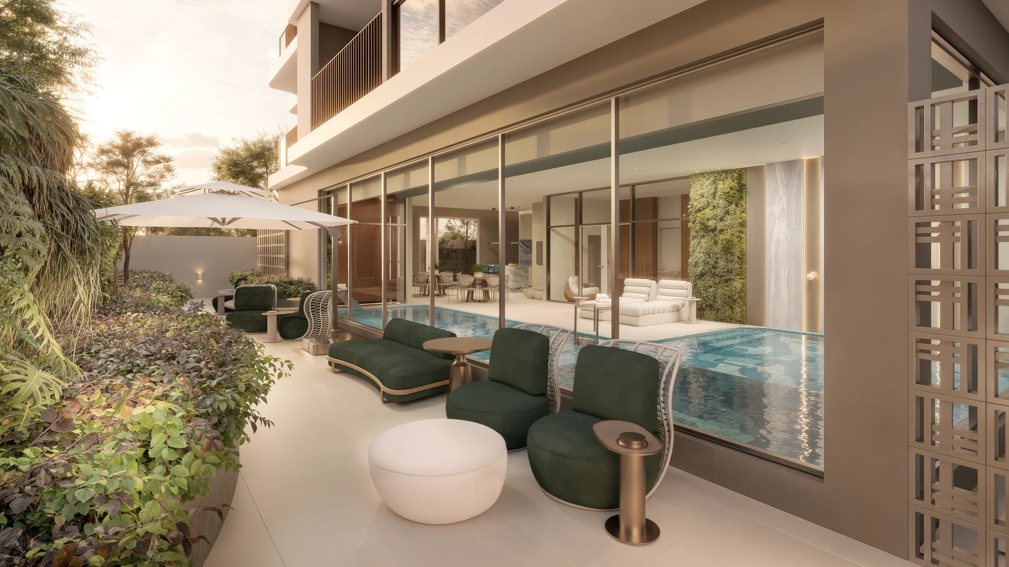 Jardim externo · perspectiva ilustrativa